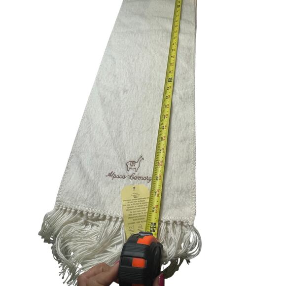 ALPACA CAMARGO PERUVIAN SCARF WINTER 100%ALPACA IVORY COZY SOFT SOPHISTICATED - Picture 5 of 11